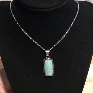 Oblong Amazonite Crystal Pendant